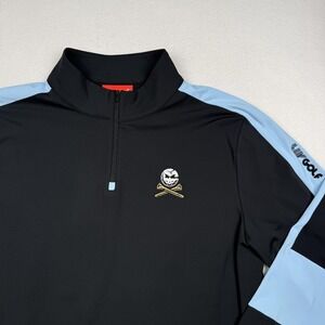 Redvanly Pullover Mens Large Black Blue Quarter Zip Golf LIV Crushers Bryson